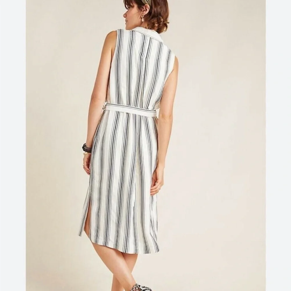 NWT Maeve by Anthropologie Striped Midi Dress Sleeveless Button down Size 6 - Picture 4 of 13